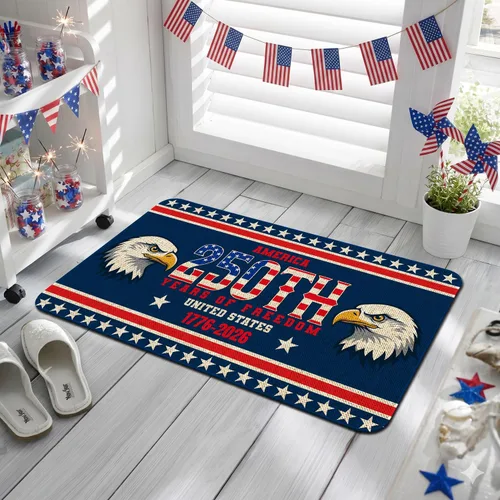 Miniatura 4 de 250th Anniversary Door Mat, 4th July Patriotic Doormats Independence Day Porch Decor Non-Slip Doormats for House Office Inside Entrance Outside