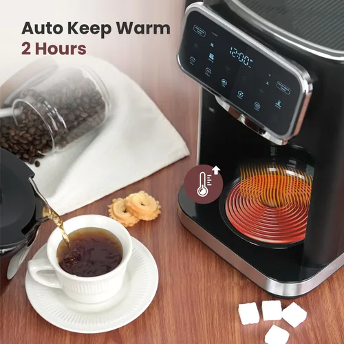 Miniatura 5 de Gevi 12-Cup Programmable Coffee Maker with Touchscreen, Strong Brew & Iced Coffee Options, Auto Shut-Off, 4-Hour Keep Warm, Glass Carafe, Anti-Drip