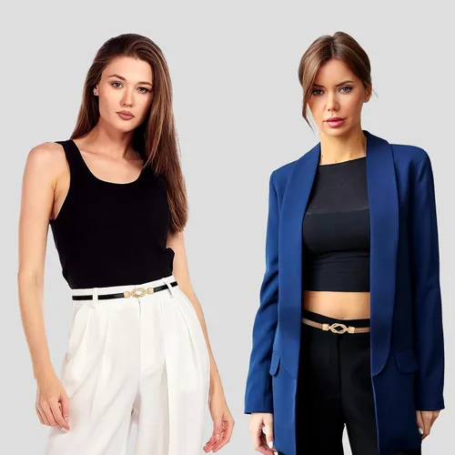 Miniatura 8 de JASGOOD Cinturón de cuero delgado para mujer, cinturones de cintura fina para vestidos de hasta 37 pulgadas con hebilla dorada, paquete de 2