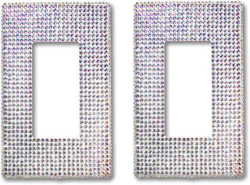 Miniatura 6 de NEU Decoración sin tornillos, con diamantes de imitación brillantes, cubierta de salida de 1 banda para interruptor de luz, sensor, GFCI