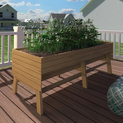 Miniatura 10 de MUPATER - Cama de jardín elevada de cedro de 6 x 3 x 2 pies para exteriores, cama de jardín elevada con patas, maceta elevada grande de 837 libras