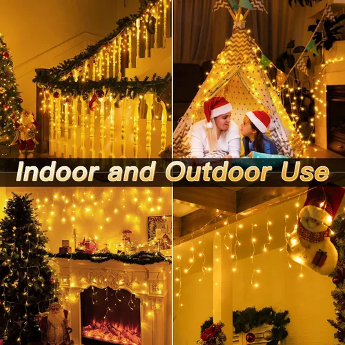 Miniatura 9 de Luces de carámbano para exteriores, 216 LED de 24 pies, luz de Navidad impermeable para exteriores con 8 modos y temporizador, luces de carámbano