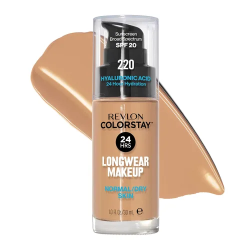 Miniatura 12 de Base líquida Revlon, maquillaje facial ColorStay para piel normal y seca, SPF 20, cobertura media-completa de larga duración con acabado natural