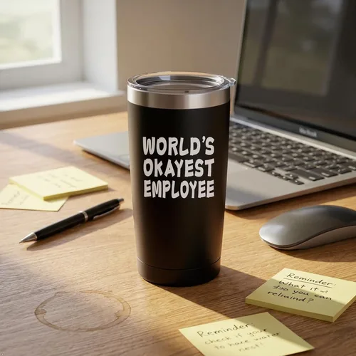 Miniatura 3 de ARIABLE World's Okayest Employee 20oz Stainless Steel Tumbler - Laser Engraved Funny Employee Gift, Double Wall Vacuum Insulated Coffee Cup with Lid