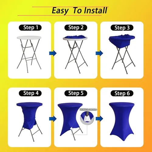 Miniatura 5 de Mantel para mesa de cóctel, paquete de 2 manteles de cóctel ajustables de elastano, manteles redondos elásticos para bar, boda, fiesta, banquete