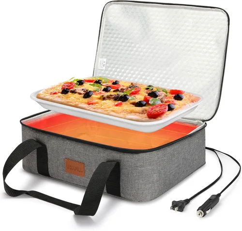 Calentador de Alimentos Eléctrico Transportador de Cazuela - Bolsa de Almuerzo Grande con Calefacción para Coche Camión, 12V/24V/110V, Termo para