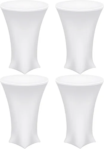 Miniatura 8 de uxcell 4 manteles redondos de cóctel de 24 x 43 pulgadas, mantel elástico Highboy de elastano, mesa alta ajustable para bar, fiesta de boda (negro)