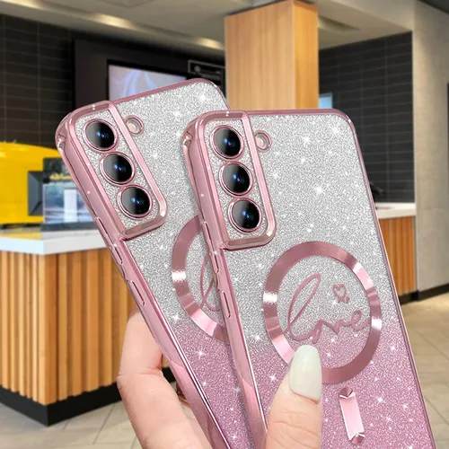 Miniatura 232 de ZONRW - Funda para Samsung Galaxy S22 Ultra magnética, para mujeres y niñas, cubierta trasera suave, lujosa, con corazón de amor, bling, degradado