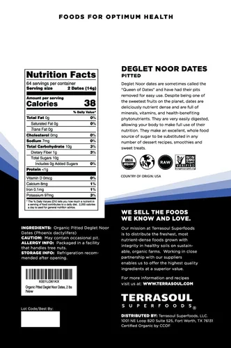 Miniatura 2 de Terrasoul Superfoods Dátiles orgánicos de Deglet, 6 libras (paquete de 3) – Sin hueso, fresco Edulcorante natural