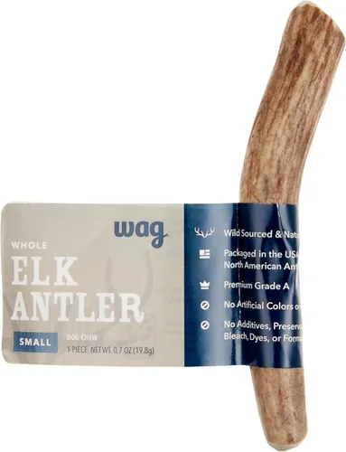 Marca Amazon – Cuerno de alce Wag – Entero – Larga duración para masticadores agresivos – Pequeño 4-5.5 pulgadas (mejor para perros de menos de 15