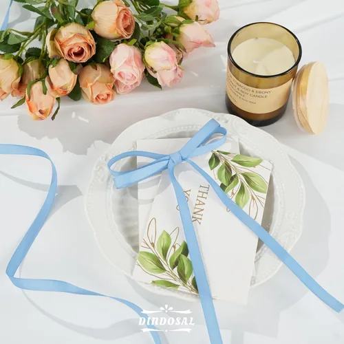 Miniatura 3 de Cinta de grogrén azul polvoriento, 3/8 de pulgada, 100 yardas, cinta de tela azul sólido para manualidades, envoltura de regalos, lazos para el Azul
