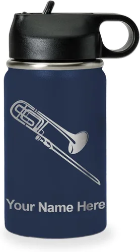 Miniatura 16 de LaserGram Botella de agua personalizada, trombón, acero inoxidable de doble pared aislada al vacío con popote superior, regalo grabado personalizado
