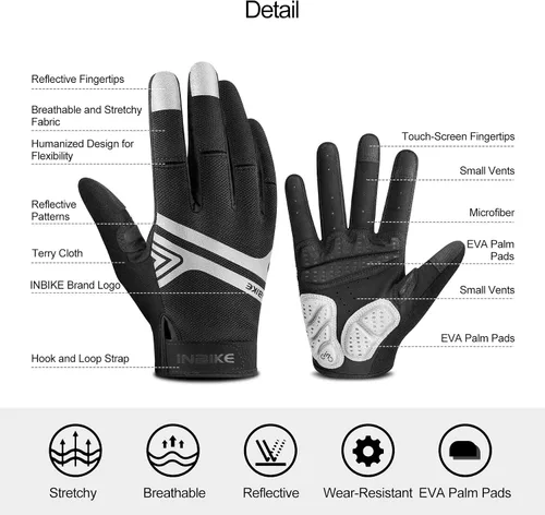 Miniatura 6 de INBIKE - Guantes para bicicleta de montaña MTB, categoría BMX, categoría ATV, todoterreno, DH, de descenso, para ciclismo, carretera, carreras