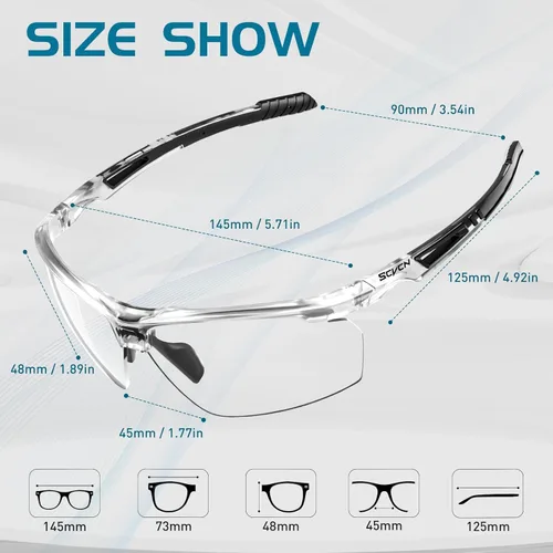 Miniatura 3 de SCVCN Gafas de sol deportivas fotocromáticas para ciclismo, gafas transparentes para hombres y mujeres, protección UV400, MTB BMX, pesca, correr, S86