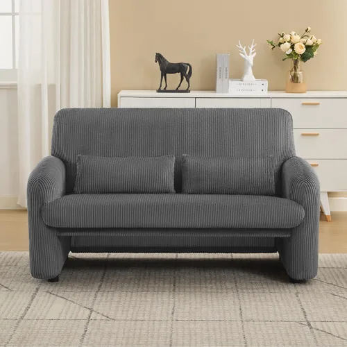 Miniatura 28 de WUTUTUEE Silla decorativa de tela de pana, sillas tapizadas modernas para sala de estar con almohada lumbar, sillón ancho y cómodo para dormitorio