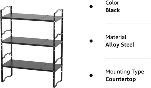 Miniatura 8 de Jojocross Estante expandible para organizador de gabinete, ajustable y apilable, estante de especias en la cocina y el baño más, encimera, armario