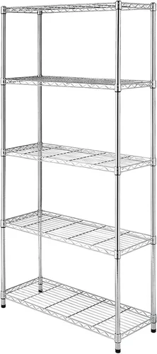 Miniatura 11 de Lykos Estante de almacenamiento de acero al carbono intercambiable para montaje en el suelo, estante de alambre ajustable, estante de metal, Negro