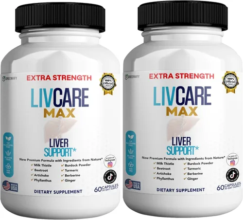 Livcare Max Suplemento de apoyo hepático, extra fuerte, 60 cápsulas vegetales, suministro para 30 días con cardo mariano, remolacha, alcachofa (2)