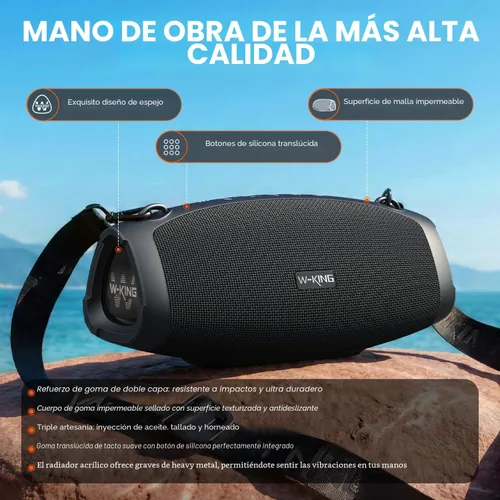Miniatura 8 de W-KING Altavoz Bluetooth Potente, Altavoces Portátiles Bluetooth Inalámbricos de 120W Máximo, IPX6 Impermeable Altavoz Grande para Fiestas al Aire