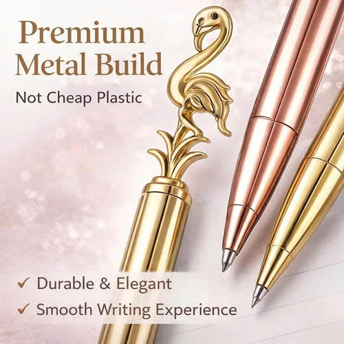 Miniatura 6 de Outus 8 bolígrafos de flamenco lindos bolígrafos de regreso a clases, suministros de papelería, bolígrafo de metal, regalo para mujeres, profesores