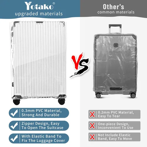 Miniatura 5 de Yotako Protectores de cubierta de maleta de PVC transparente 24 28 30 pulgadas cubierta de equipaje para maleta con ruedas, Transparente, Pvc
