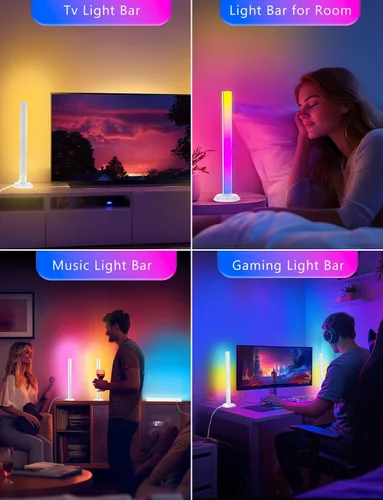 Miniatura 7 de Barra de luz RGB, barras de luz de juego con múltiples opciones de colocación, luces de juego LED inteligentes con sincronización de música y modos