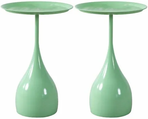 Miniatura 19 de Mesa auxiliar de café, mesa redonda de metal de estilo moderno de mediados de siglo con base de pedestal para sala de estar, juego de 1 color blanco