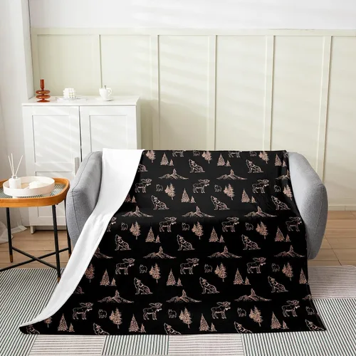 Miniatura 3 de Erosebridal Manta de franela de animales del bosque, 40 x 50 pulgadas, con temática de caza de osos, ciervos, lobos, manta de felpa mullida