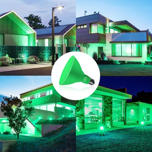 Miniatura 5 de Gonhom PAR38 - Luces de inundación para exteriores, bombillas LED regulables, 20 W (equivalente a 200 W), base E26, porche al aire libre, Verde