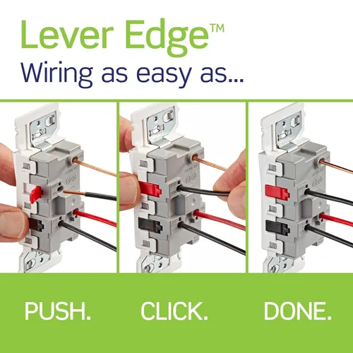 Miniatura 3 de Leviton Lever Edge - Interruptor basculante de 3 vías de 15 amperios, E5603-SW, color blanco