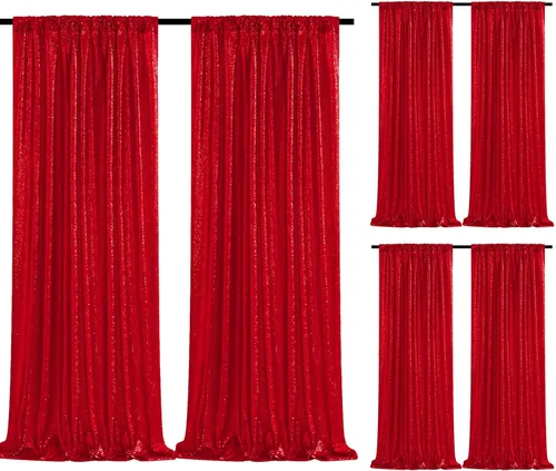 Miniatura 17 de Cortinas de fondo de lentejuelas rosas de 2 piezas, 2 pies x 8 pies, fondo de fotografía, cortina para fiestas con purpurina, fondo de boda, tela