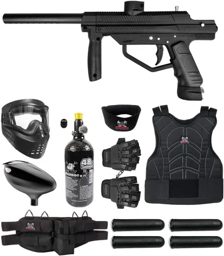 Miniatura 11 de Maddog JT Stealth Paintball Gun Marker and Accessory Starter Packages [HPA] Marker, 48ci/3000psi Compressed Air Tank, Mask, Hopper, Pods, Harness