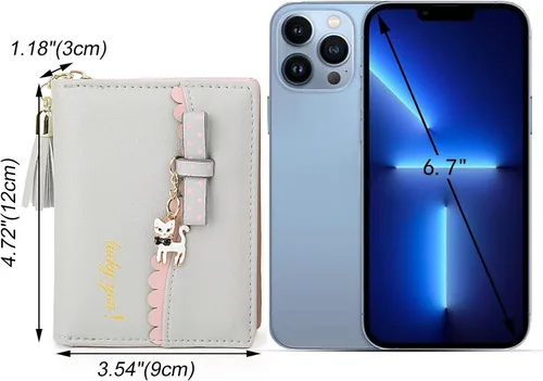 Miniatura 6 de UTO Wallet for Girls Leather Vegan Cute Cat Pendant Card Holder Organizer Women Coin Purse
