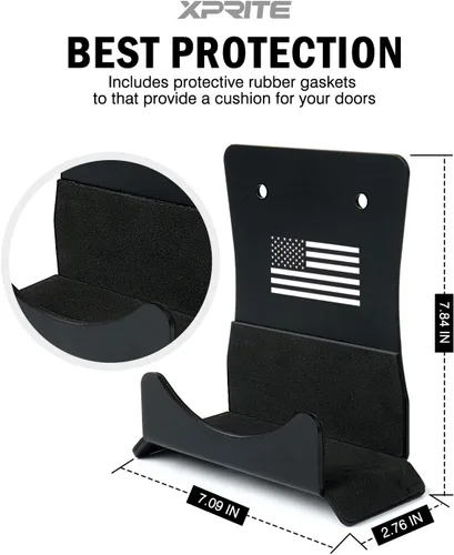Miniatura 5 de Xprite Perchas de Almacenamiento para Puerta con Patrón de Bandera de Estados Unidos y Forro de Goma, 4 PCS Ganchos Porta Almacenamiento de Puerta