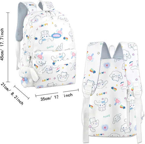 Miniatura 3 de Roffatide Dibujos animados en toda la impresión casual mochila portátil mochila bicicleta viaje senderismo mochila mochila blanco