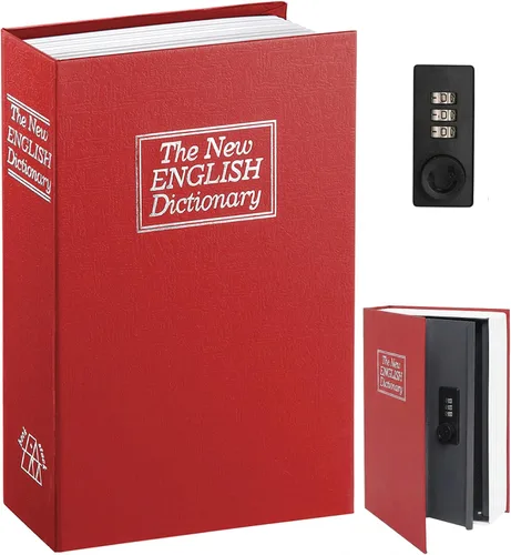 Miniatura 17 de Decaller Caja fuerte para libros con cerradura de llave, caja secreta de metal oculta para seguridad del hogar, dinero y joyas, 9.5 x 6.2 x 2.2