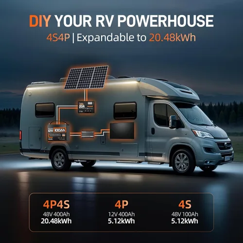 Miniatura 7 de Baterías LiFePO4 de 12 V y 100 Ah, sistema BMS de 100 A, tamaño Grupo 24, 1280 Wh, 15,000 ciclos y 10 años de vida; uso marítimo y solar, RV, fuera
