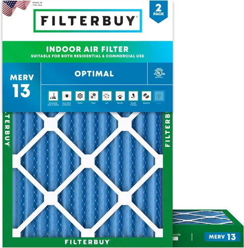Miniatura 25 de Filterbuy Filtro de aire MERV 13 de 8 x 14 x 1 pulgadas, protección óptima contra el humo y la alergia (paquete de 2), filtros electrostáticos