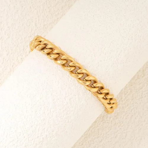 Miniatura 2 de Nocuswao Pulsera de eslabones cubanos para hombres y niños, joyería impermeable de acero inoxidable 316L, colores doradoplata y 78910 pulgadas
