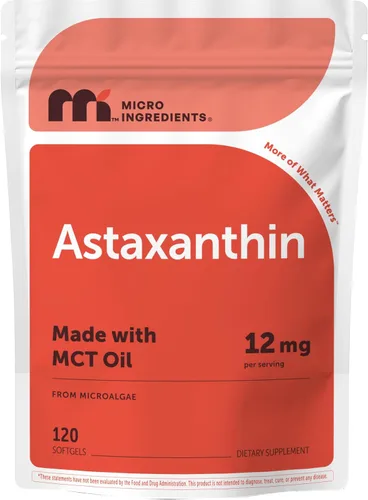 Miniatura 10 de Micro Ingredients Astaxantina de 12 mg con aceite MCT, 45 cápsulas blandas Suplementos antioxidantes de astaxantina premium* Fuente