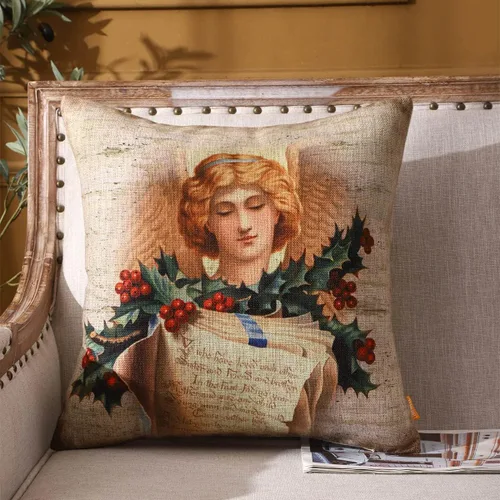 Miniatura 2 de Fundas de almohada navideñas de 18 x 18 pulgadas, decoración navideña para el hogar, funda de cojín decorativa para sofá, sofá, retro, Navidad