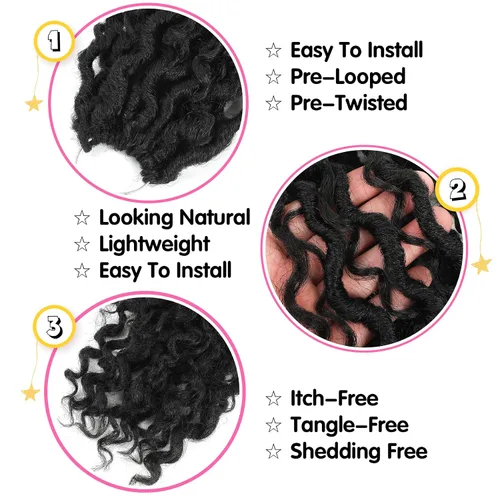 Miniatura 5 de Fulcrum Goddess Locs Cabello de Ganchillo de 10 Pulgadas, 8 Paquetes Nuevo Locs Sintéticos de Ganchillo para Mujeres Negras, Locs de Ganchillo