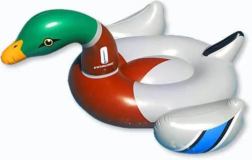 SWIMLINE Flotador Original 90621 de Cisne Inflable Gigante para Piscina Flotador Montable de Descanso con Patas Estables Alas Grande Montable