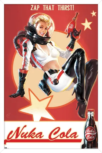 Miniatura 14 de Fallout 4 - Póster de pared de Nuka Cola - Zap That Thirst!, 22.4 pulgadas de largo x 14.7 pulgadas de ancho, versión enmarcada de madera de granero