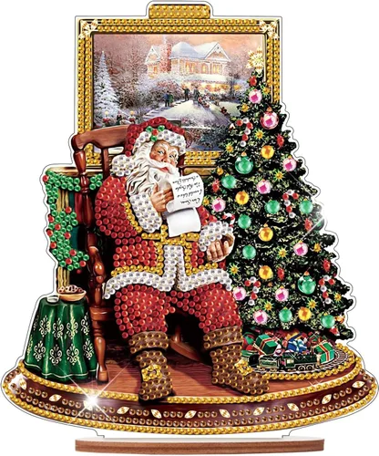 Miniatura 25 de Kits de adornos de escritorio de pintura de diamante para adultos, ángel mamá, sosteniendo bebé, arte de diamante por números, decoraciones