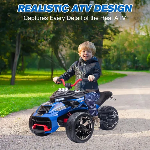 Miniatura 3 de Motocicleta eléctrica para niños de 12 V, rueda eléctrica de 3 ruedas, con luces LED, neumáticos EVA, velocidad alta y baja, bocina, música, azul