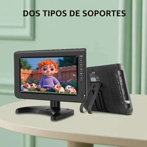 Miniatura 4 de Jexiop Televisión portátil de 10.1 pulgadas, pantalla de 720P pequeña televisión con antena y sintonizador digital ATSC, puerto USB HDMI, cable