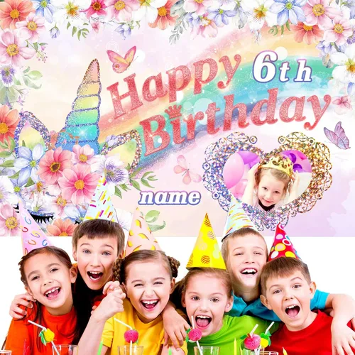 Miniatura 6 de Dicodes Decoraciones de cumpleaños de unicornio personalizadas para niñas, pancarta de cumpleaños de unicornio, decoración de cumpleaños de princesa