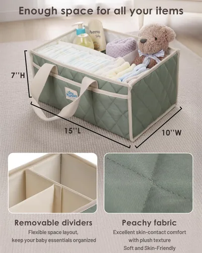 Miniatura 3 de Tiny Marvels Organizador de pañales para bebé, cesta repelente al agua para artículos esenciales para recién nacidos y estación de pañales, regalo