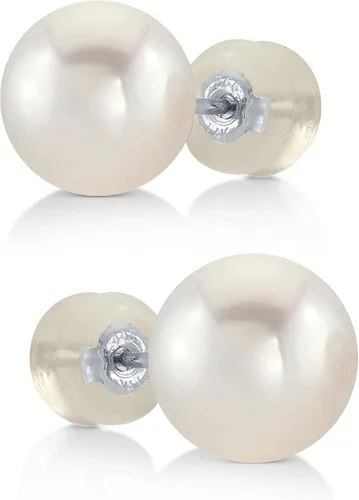 Miniatura 23 de THE PEARL SOURCE Round White Freshwater Real Pearl Earrings for Women - 14k Gold Stud Earrings Hypoallergenic Earrings with Genuine Cultured Pearls